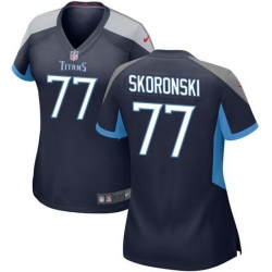 Women Tennessee Titans 77 Peter Skoronski Navy 2023 Draft Stitched Game Jersey