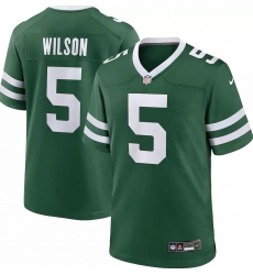 Men New York Jets 5 Garrett Wilson Green F U S E  Stitched Football Jersey