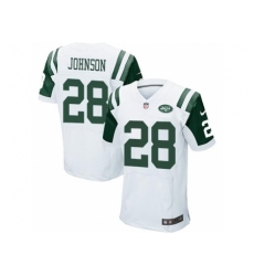 Nike New York Jets 28 Chris Johnson White Elite NFL Jersey