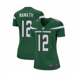 Womens New York Jets 12 Joe Namath Game Green Team Color Football Jersey