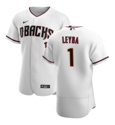 Men Arizona Diamondbacks 1 Domingo Leyba Men Nike White Crimson Flex Base Home Team MLB Jersey