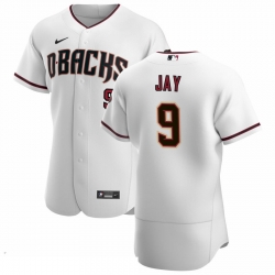 Men Arizona Diamondbacks 9 Jon Jay Men Nike White Crimson Flex Base Home Team MLB Jersey