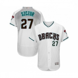 Mens Arizona Diamondbacks 27 Matt Szczur White Teal Alternate Authentic Collection Flex Base Baseball Jersey