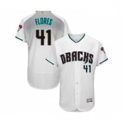 Mens Arizona Diamondbacks 41 Wilmer Flores White Teal Alternate Authentic Collection Flex Base Baseball Jersey