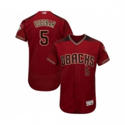 Mens Arizona Diamondbacks 5 Eduardo Escobar Red Alternate Authentic Collection Flex Base Baseball Jersey