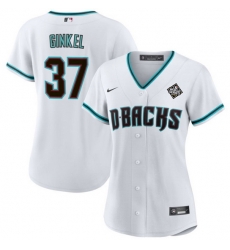 Women Arizona Diamondbacks 37 Kevin Ginkel White 2023 World Series Stitched Baseball Jersey 28Run Small 29