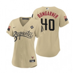 Women Arizona Diamondbacks 40 Madison Bumgarner Gold 2023 World Series City Connect Stitched Baseball Jersey 28Run Small 29