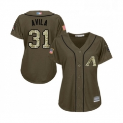 Womens Arizona Diamondbacks 31 Alex Avila Authentic Green Salute to Service Baseball Jersey 