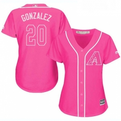 Womens Majestic Arizona Diamondbacks 20 Luis Gonzalez Authentic Pink Fashion MLB Jersey