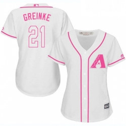 Womens Majestic Arizona Diamondbacks 21 Zack Greinke Replica White Fashion MLB Jersey