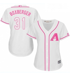 Womens Majestic Arizona Diamondbacks 31 Brad Boxberger Authentic White Fashion MLB Jersey 