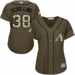 Womens Majestic Arizona Diamondbacks 38 Curt Schilling Replica Green Salute to Service MLB Jersey