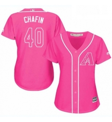 Womens Majestic Arizona Diamondbacks 40 Andrew Chafin Replica Pink Fashion MLB Jersey 