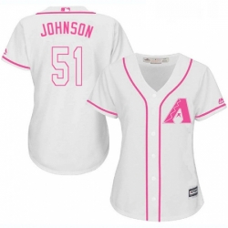 Womens Majestic Arizona Diamondbacks 51 Randy Johnson Replica White Fashion MLB Jersey