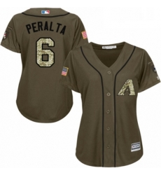 Womens Majestic Arizona Diamondbacks 6 David Peralta Authentic Green Salute to Service MLB Jersey 