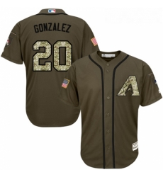 Youth Majestic Arizona Diamondbacks 20 Luis Gonzalez Replica Green Salute to Service MLB Jersey