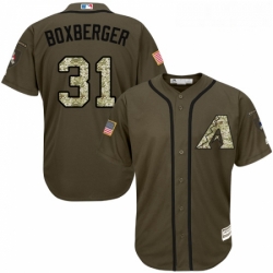 Youth Majestic Arizona Diamondbacks 31 Brad Boxberger Authentic Green Salute to Service MLB Jersey 