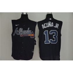 Braves 13 Ronald Acuna Jr  Navy Nike Cool Base Sleeveless Jersey