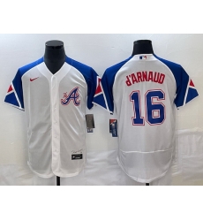 Men Atlanta Braves 16 Travis D 27Arnaud White 2023 City Connect Flex Base Stitched Jersey