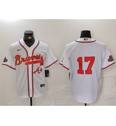 Men Atlanta Braves 17 Andy Messersmith WhiteGold World Series Champions Cool Base Stitched Baseball Jersey