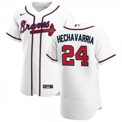 Men Atlanta Braves 24 Adeiny Hechavarria Men Nike White Home 2020 Flex Base Player MLB Jersey