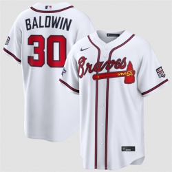 Men Atlanta Braves  30 Drake Baldwin White 2026 All Star Game   USA 250 Patch Stitched Baseball Jersey