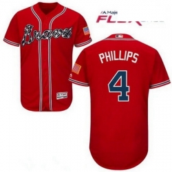 Men Atlanta Braves 4 Brandon Phillips Red Road Flex Base Jersey