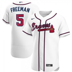 Men Atlanta Braves 5 Freddie Freeman Men Nike White Home 2020 Flex Base Player MLB Jersey