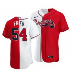 Men Atlanta Braves 54 Max Fried Split White Red Two Tone Jersey