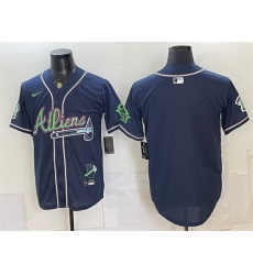Men Atlanta Braves Blank Navy Galaxy With Outkast Patch Vapor Limited Stitched Baseball Jersey
