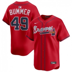 Men Atlanta Braves Nike Alternate Limited Jersey Red Bummer Aaron 49