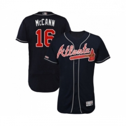 Mens Atlanta Braves 16 Brian McCann Navy Blue Alternate Flex Base Authentic Collection Baseball Jersey