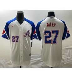 Men's Atlanta Braves #27 Austin Riley Number White 2023 City Connect Cool Base Stitched Jerseys