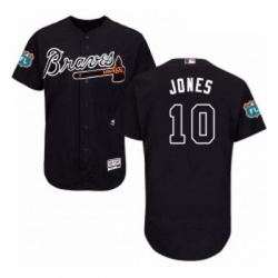 Mens Majestic Atlanta Braves 10 Chipper Jones Navy Blue Alternate Flex Base Authentic Collection MLB Jersey