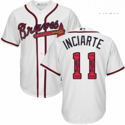 Mens Majestic Atlanta Braves 11 Ender Inciarte Authentic White Team Logo Fashion Cool Base MLB Jersey 