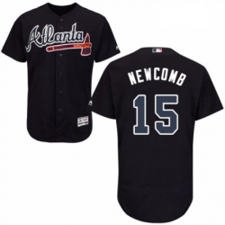 Mens Majestic Atlanta Braves 15 Sean Newcomb Navy Blue Alternate Flex Base Authentic Collection MLB  Jersey