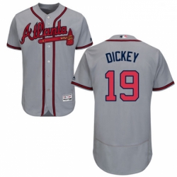 Mens Majestic Atlanta Braves 19 RA Dickey Grey Flexbase Authentic Collection MLB Jersey