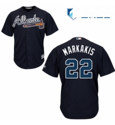 Mens Majestic Atlanta Braves 22 Nick Markakis Replica Blue Alternate Road Cool Base MLB Jersey