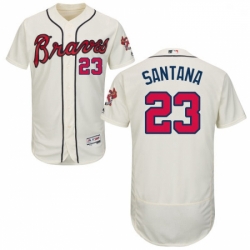 Mens Majestic Atlanta Braves 23 Danny Santana Cream Flexbase Authentic Collection MLB Jersey