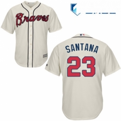 Mens Majestic Atlanta Braves 23 Danny Santana Replica Cream Alternate 2 Cool Base MLB Jersey 