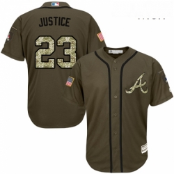 Mens Majestic Atlanta Braves 23 David Justice Authentic Green Salute to Service MLB Jersey