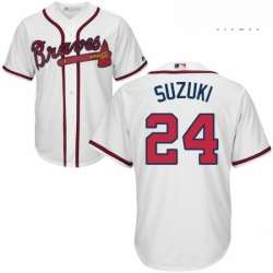 Mens Majestic Atlanta Braves 24 Kurt Suzuki Replica White Home Cool Base MLB Jersey