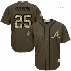 Mens Majestic Atlanta Braves 25 Tyler Flowers Replica Green Salute to Service MLB Jersey