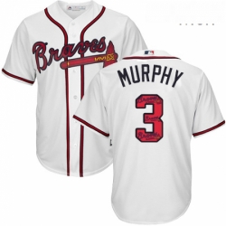 Mens Majestic Atlanta Braves 3 Dale Murphy Authentic White Team Logo Fashion Cool Base MLB Jersey