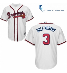 Mens Majestic Atlanta Braves 3 Dale Murphy Replica White Home Cool Base MLB Jersey