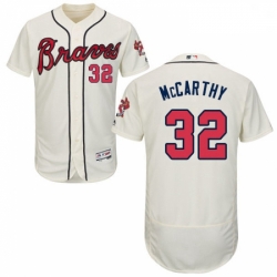 Mens Majestic Atlanta Braves 32 Brandon McCarthy Cream Alternate Flex Base Authentic Collection MLB  Jersey