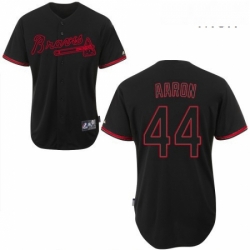 Mens Majestic Atlanta Braves 44 Hank Aaron Authentic Black Fashion MLB Jersey