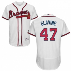 Mens Majestic Atlanta Braves 47 Tom Glavine White Home Flex Base Authentic Collection MLB Jersey