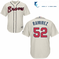 Mens Majestic Atlanta Braves 52 Jose Ramirez Replica Cream Alternate 2 Cool Base MLB Jersey 