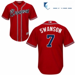 Mens Majestic Atlanta Braves 7 Dansby Swanson Replica Red Alternate Cool Base MLB Jersey